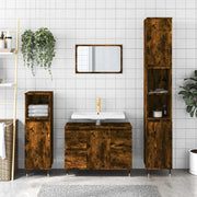 Armadietto Bagno Rovere Fumo 80x33x60 cm in Legno Multistrato 831649