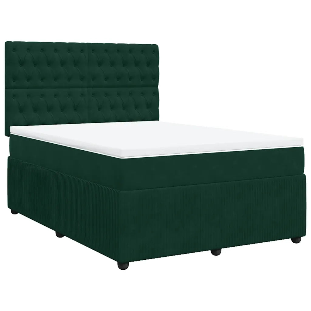 Giroletto a Molle con Materasso Verde Scuro 140x190 cm Velluto 3294643