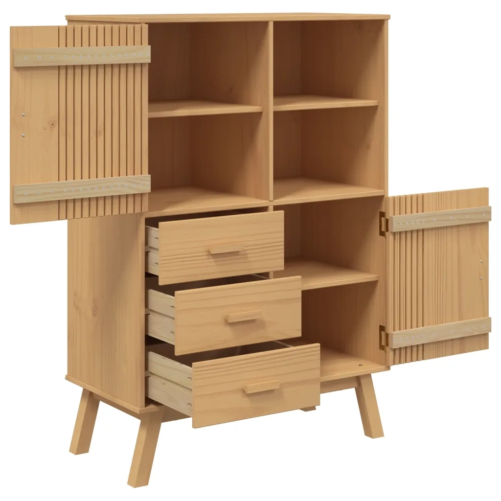 Credenza OLDEN Marrone 85x43x125 cm in Legno Massello di Pino 358615