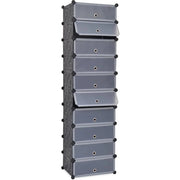 Scarpiera mobiletto portascarpe mobile per ingresso/corridoio/soggiorno con 10 scomparti Nero 02_0021403