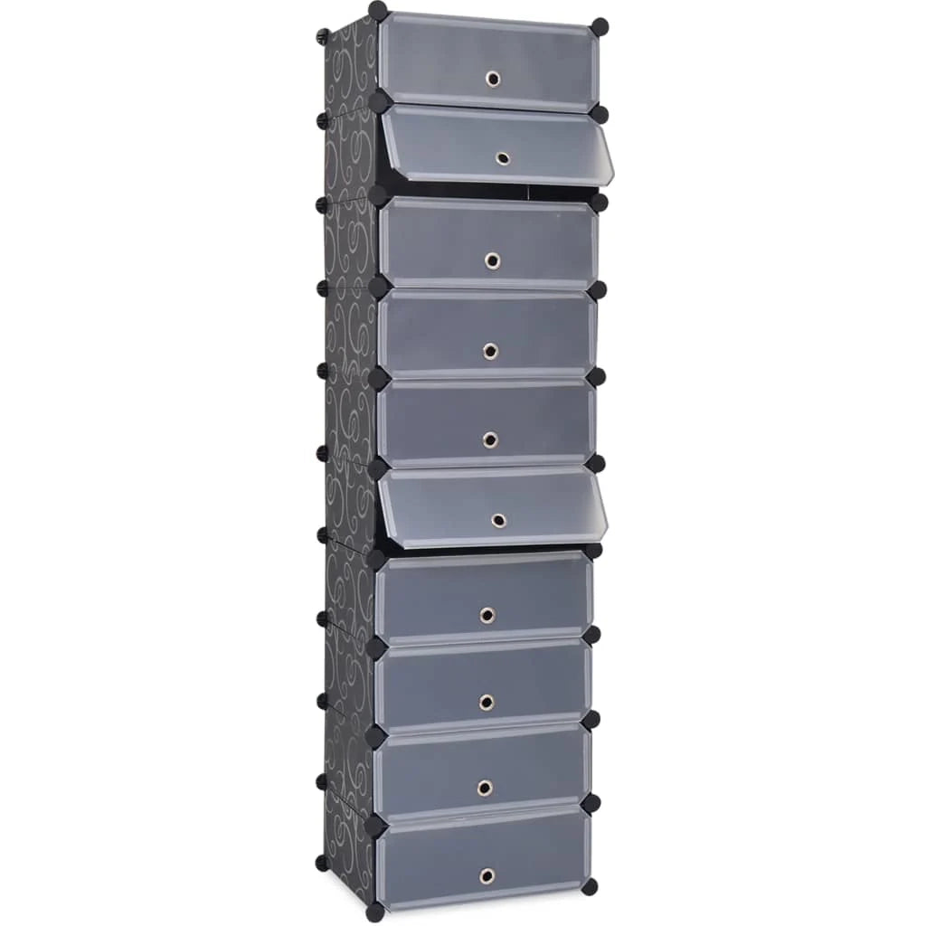 Scarpiera mobiletto portascarpe mobile per ingresso/corridoio/soggiorno con 10 scomparti Nero 02_0021403