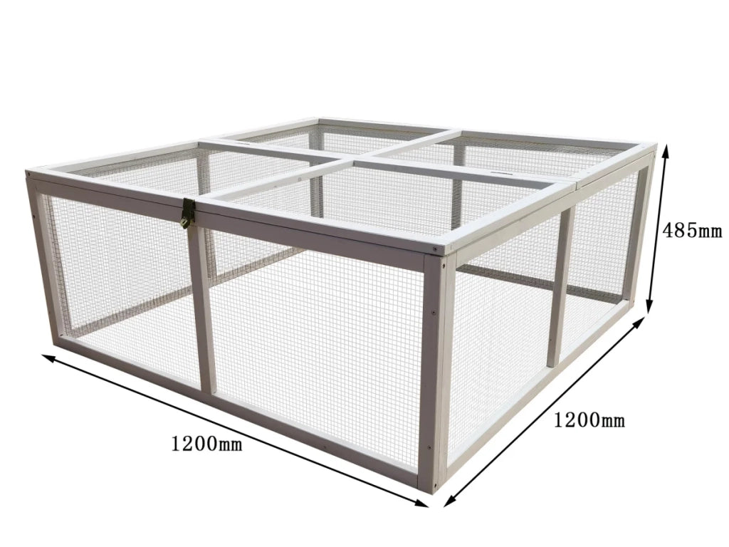 Recinto per conigli da esterno "bianco" 120 x 120 x 48,5 cm