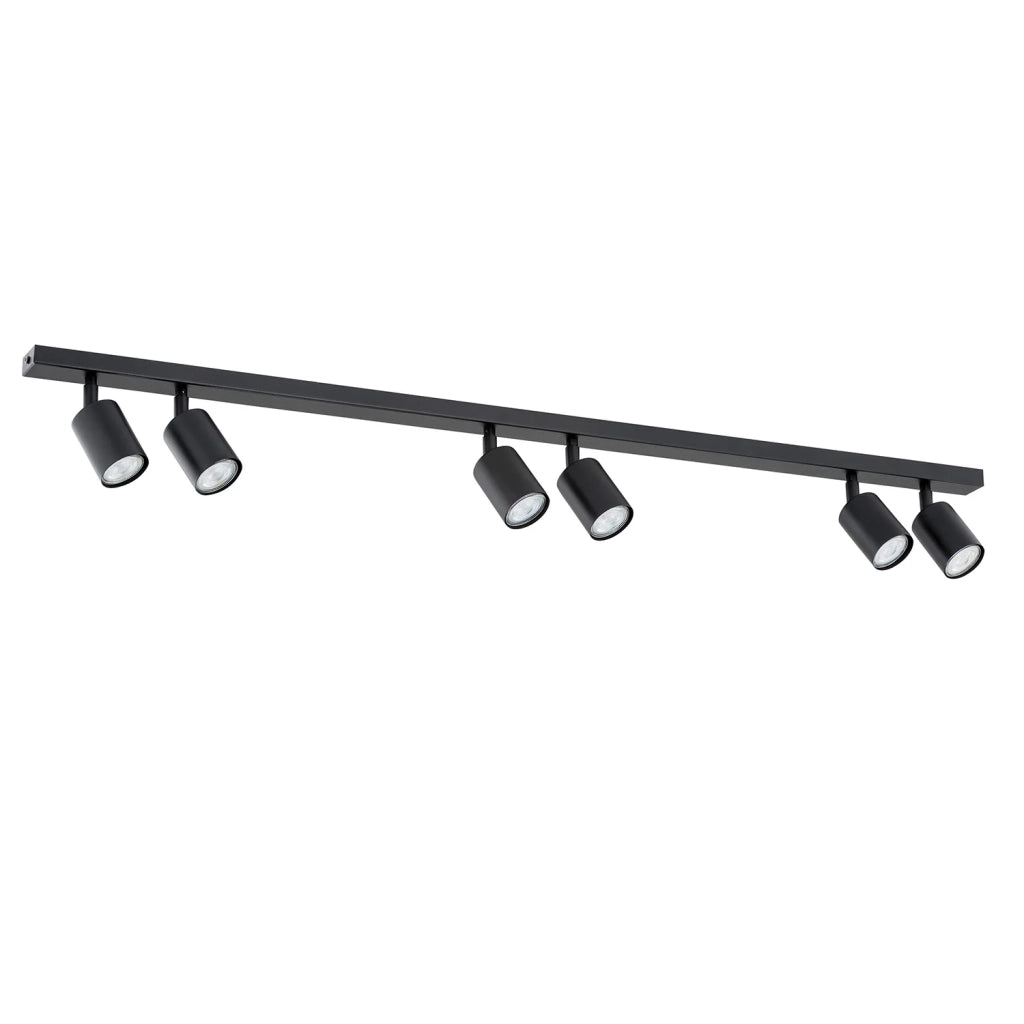 Plafoniera Moderna 6 Luci Faretti Khnum In Acciaio Nero