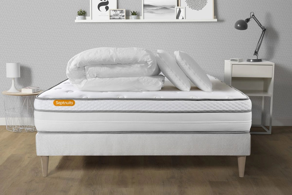 Pacchetto letto completo - Materasso 180x200cm + Box spring con doghe (kit) + 2 cuscini + Piumino - Memo Luxe