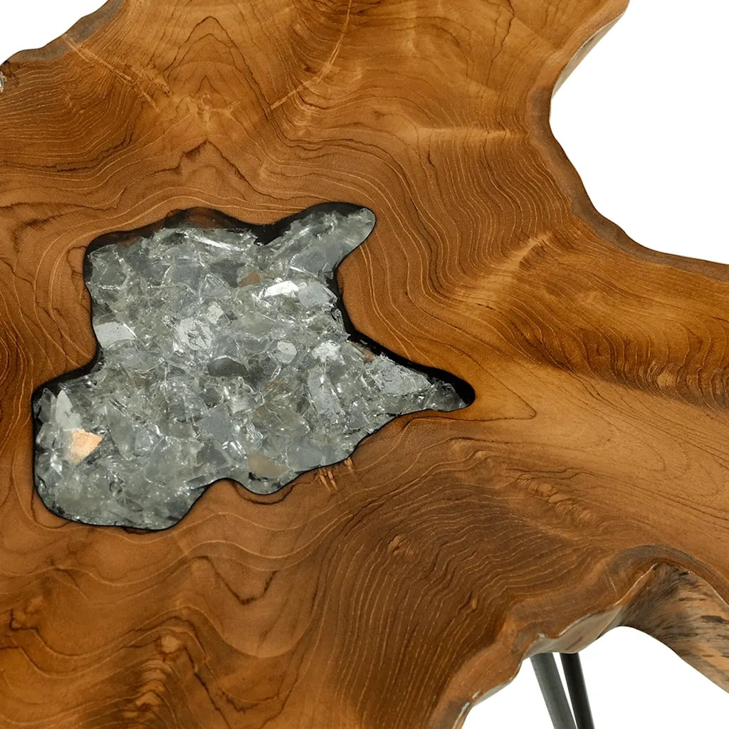 Tavolino da Salotto 70x45 cm Legno Massello Teak e Poliresina 281651