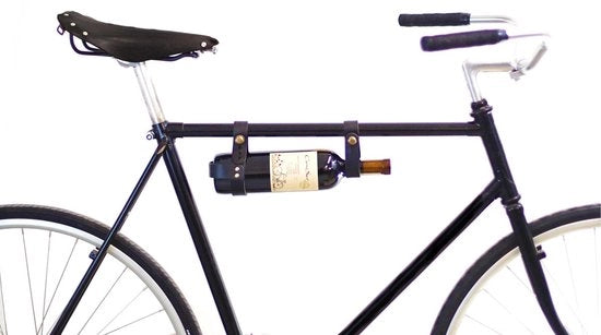 Wijnrek in pelle vegetale per bicicletta - ideale per gli amanti del vino - 1 pezzo - pelle vegetale trattata