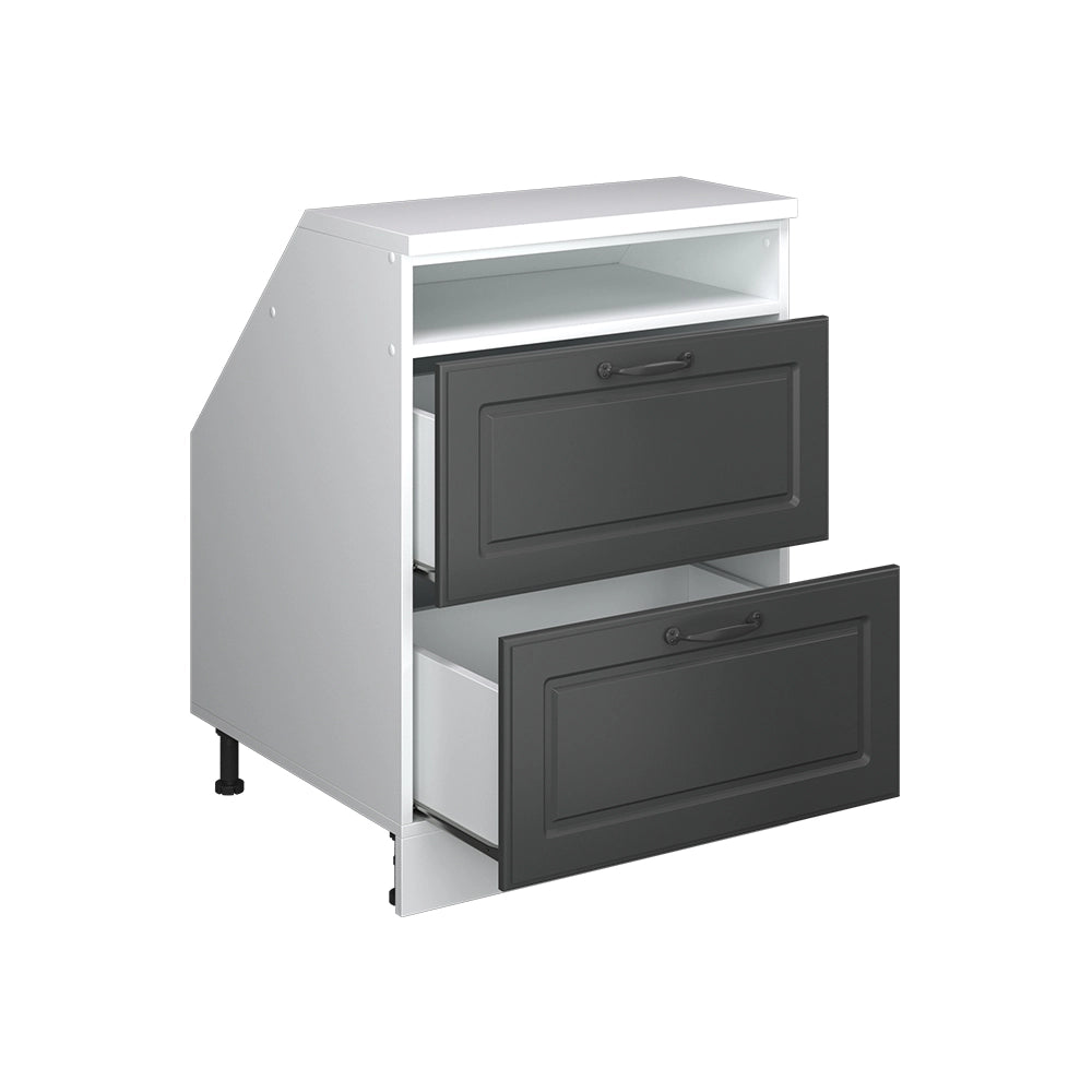 Mobile sottotetto Rion Antracite rustico/Bianco 60 x 83.8 cm con 2 cassetti, carcassa 60 cm profondità Vicco