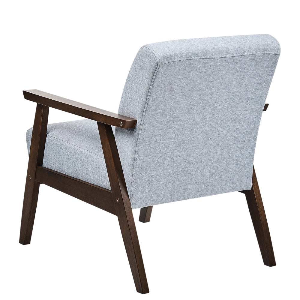 Poltrona grigio poliestere tappezzeria design retrò struttura in legno soggiorno