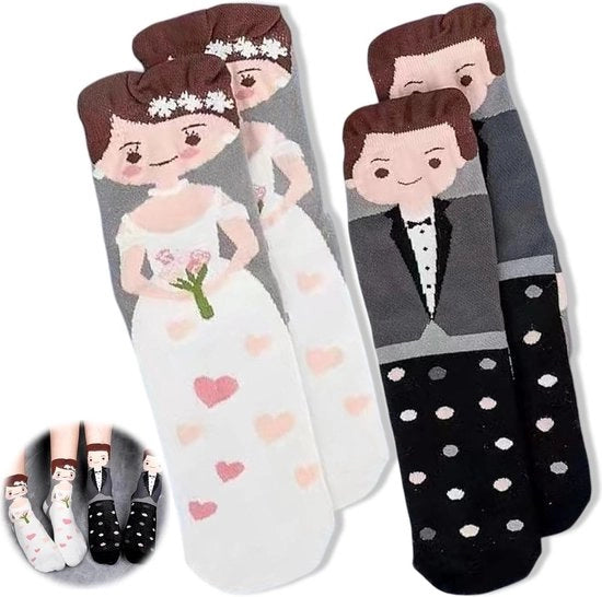 2 paia di calze da sposa - regali di nozze per la coppia sposata - calze da regalo per gli ospiti "Vuoi il mio testimone di nozze" - Regalo per il testimone di nozze - La Sposata in bianco e grigio.