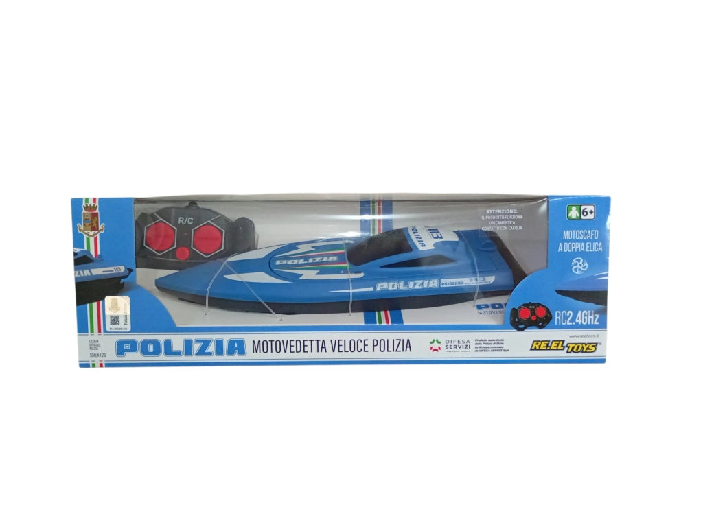 Barca Radiocomandata Polizia 2.4 GHz, Reel Toys, Eta 6+