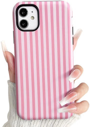 Case per iPhone 11 - Resistenze allo shock - Doppio strato - Silicone - Estetico - Stile trendy con motivo a righe - Protezione per telefono cellulare