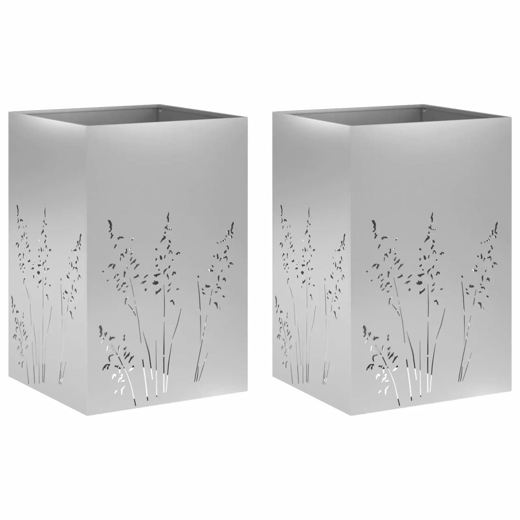 Vaso da giardino 2 pz Argento 50 x 50 x 75 cm Acciaio zincato 8005775