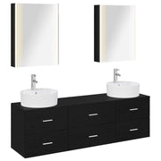 Set di mobili per il bagno 5 pcs Rovere Nero 3406888
