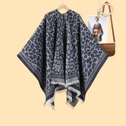 Sciarpa classica con stampa leopardata, cardigan reversibile da donna in jacquard, caldo e a prova di freddo.