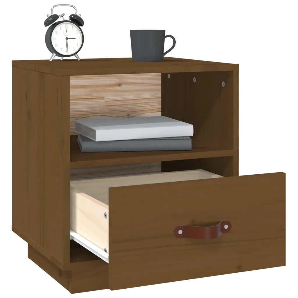 Comodino-Tavolino da notte Marrone Ambrato 40x34x45 cm in Legno Massello di Pino 869381