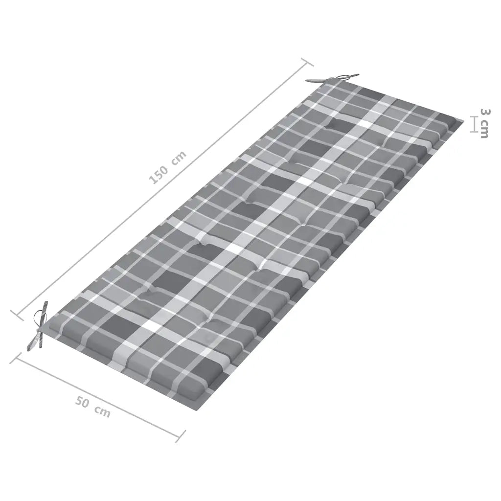 Panchina da Giardino 3 Posti e Cuscino 150cm Massello Eucalipto 3061010