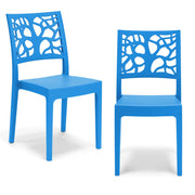 Set 2 sedie in polipropilene TETI, impilabile, resistente ai raggi UV, design moderno, ideale per sala da pranzo, cucina, sala d’attesa, bar, ristoranti o giardino, colore Azzurro