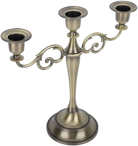 Candelabro a 3 Braccia - Stile Europeo - Finitura Liscia - Materiale Duraturo - Maniglia a Sbarra - Lavorazione Finissima - Supporto per Candele