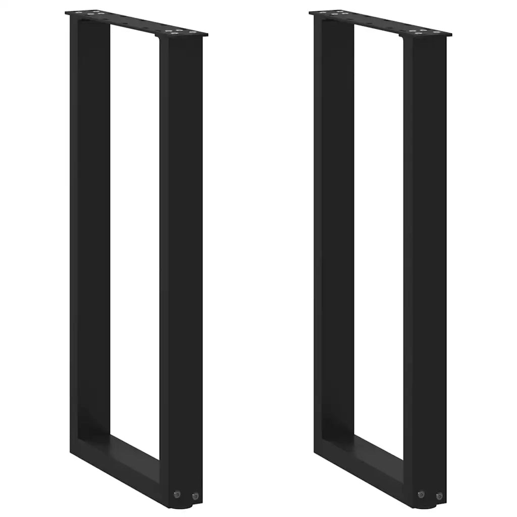 Pieds de table console en U, 2 pièces, noir, 28 x (72-73) cm, acier