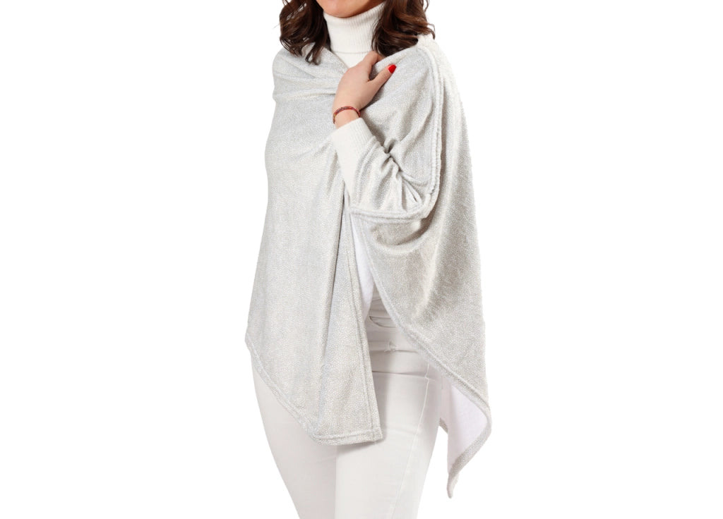 Poncho Felpa Plaid Coperta Retro Agnellato Sherpa Inverno Caldo Dis. Pic