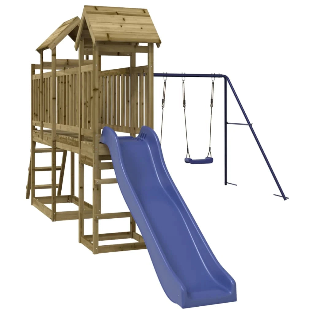 Altalene per parco giochi all'aperto scivolo altalene robuste giochi da giardino 313 x 525 x 214 cm legno di pino impregnato 02_0004655