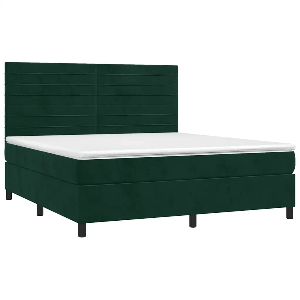 Giroletto a Molle con Materasso Verde Scuro 160x200 cm Velluto