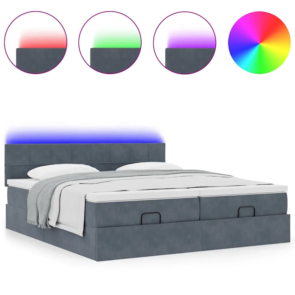Struttura Letto Pouf con Materassi 200x200 cm Velluto 3312930