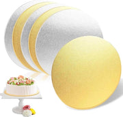 Piatti da torta in cartone, 6 pezzi, 20 cm, piastre da torta 2 mm, piastre da torta riciclabili, piastre da torta per trasporto, finitura giallo argento
