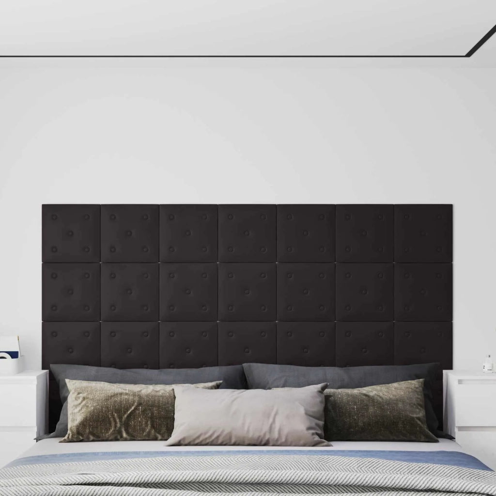 Testiera | Testata da Parete 12 pcs Nero 30 x 30 cm Pelle Sintetica