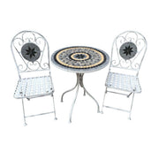 Set tavolo con 2 sedie stile provenzale in Acciaio Cemento cm 60x60x72 - BRETT