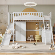 Letto a castello 90x200 - Xylo - Bianco con armadio e appendiabiti