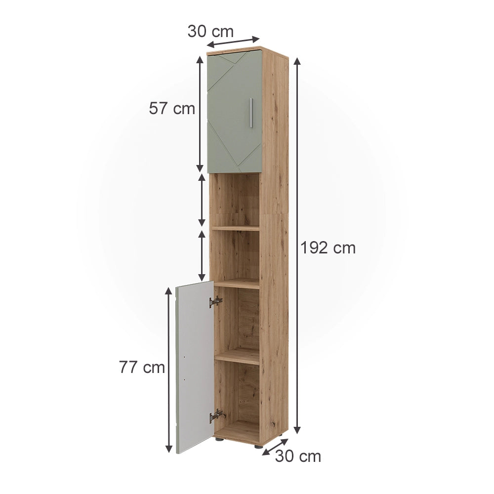 Vicco Armadio per il bagno Verde salvia 30 x 192 cm