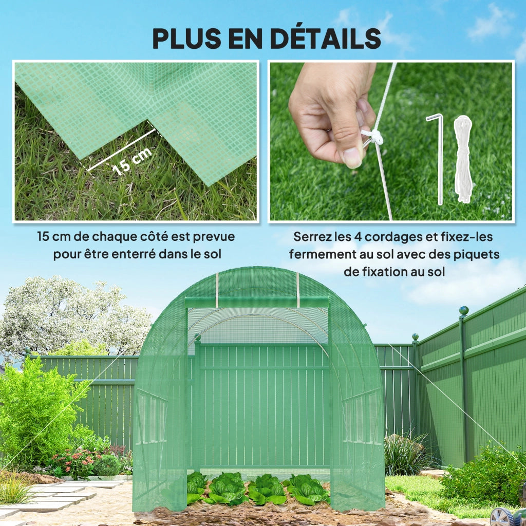 Serra Tunnel da Giardino - Xylo - 7m2 3,5x2x2m Verde con 6 Finestre