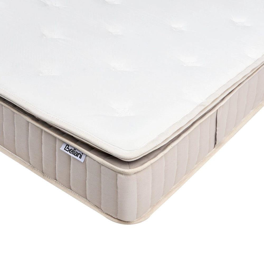 Materasso a molle insacchettate in lattice bianco e beige EU misura singola 90 x 200 cm duro con cerniera e rivestimento in poliestere rimovibile Accessori per la camera da letto