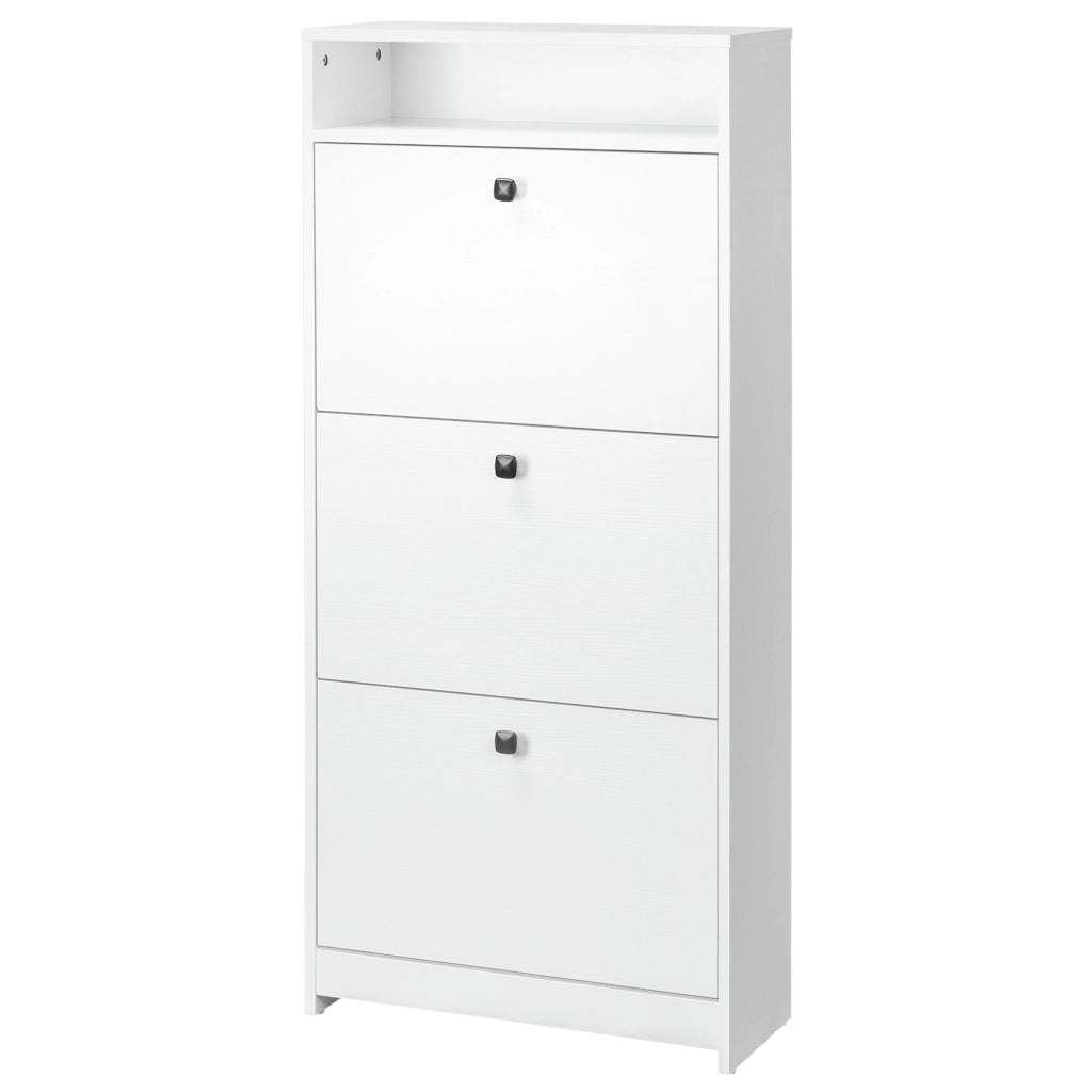 Scarpiera 3 Cassetti a Ribalta ¨C zephmum ¨C Legno Truciolato Bianco 60x24x132cm