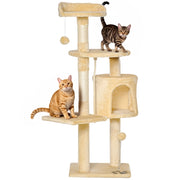 Albero per Gatti Rascador con Piattaforme e Casetta ¨C zephmum ¨C Beige 114cm