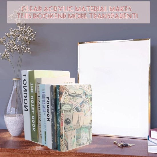 Set di 4 sostegni per libri in acrilato trasparente - 12 x 12 x 175 cm - Libreria per pannelli - Standard per libri scolastici - Standard per lettura - Organizzatore per libri per casa e ufficio