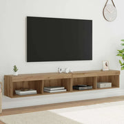 Set mobile TV con LED 2 pz-Credenza per TV Rovere artigianale 100 x 30 x 30 cm