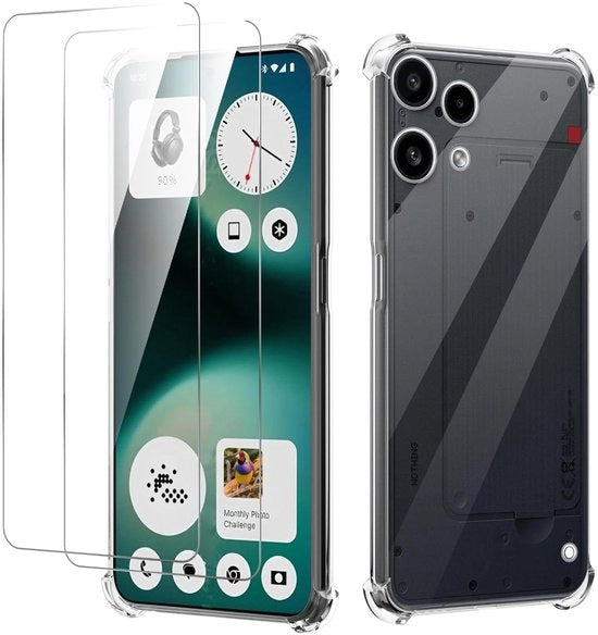 Hoes in TPU trasparente con 2 coperture in vetro per smartphone