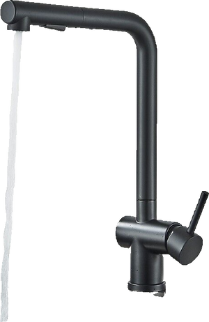 FELICE| Rubinetto da cucina estraibile Premium in acciaio inox nero opaco | Miscelatore canna dritta | Rubinetto gastro alta pressione 360° 2 attacchi