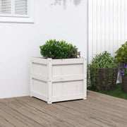 Fioriera da Giardino Bianca 50x50x50 cm Legno Massello di Pino 837416