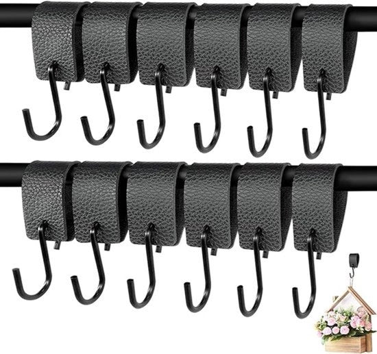 Pacchetto di 6 S-haken, nero, per appendere abiti, adatto per attrezzature per appendere abiti e manichini per carne.
