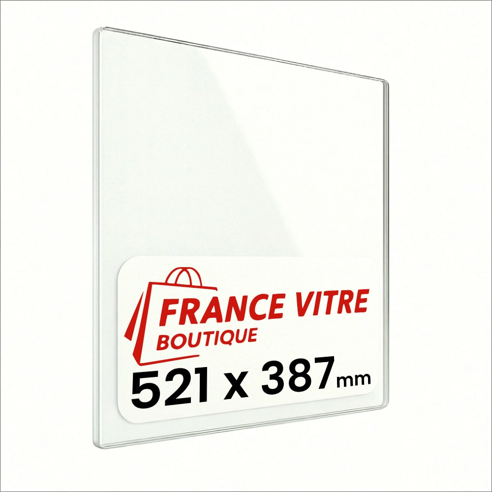 521 x 387 x 4 mm - Vetro per stufa a legna - vetro camino di ricambio - vetro per caminetto resistente al fuoco - France Vitre