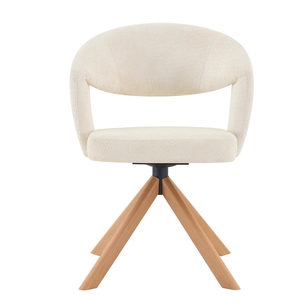 Sedie da Pranzo Girevoli Retro Set 2 ¨C MINIMAL ¨C Struttura Crema, Gambe Massello, Schienale Curvo