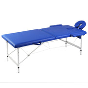 Lettino da massaggio pieghevole a 2 zone con struttura in acciaio inox blu 02_0001879