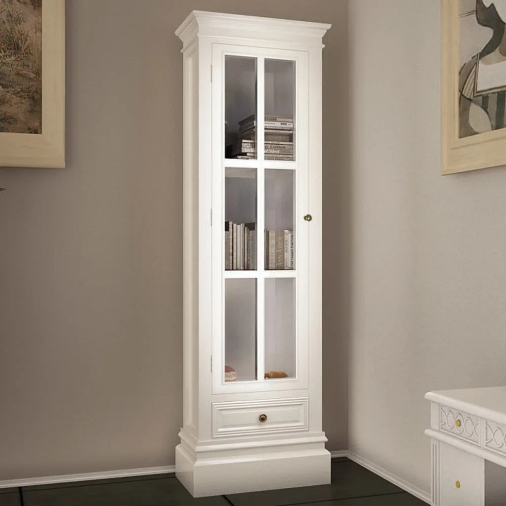 Armadietto con Libreria Elegante con 3 Scaffali-Scaffale per Libri Bianco in Legno