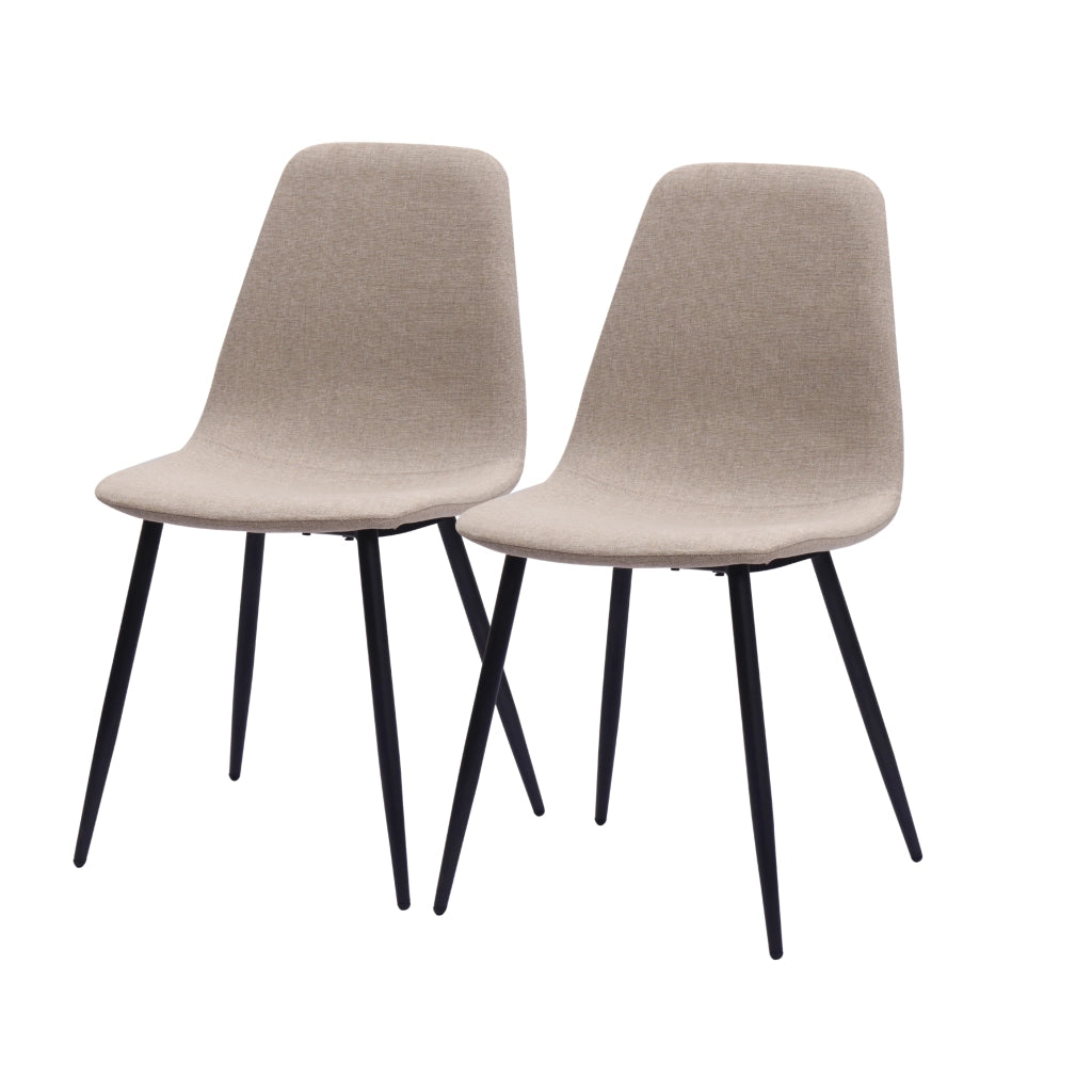 Sedia da Pranzo Set da 2 con Design Minimalista Nordico per Sala da Pranzo in Tessuto e Metallo Bianco