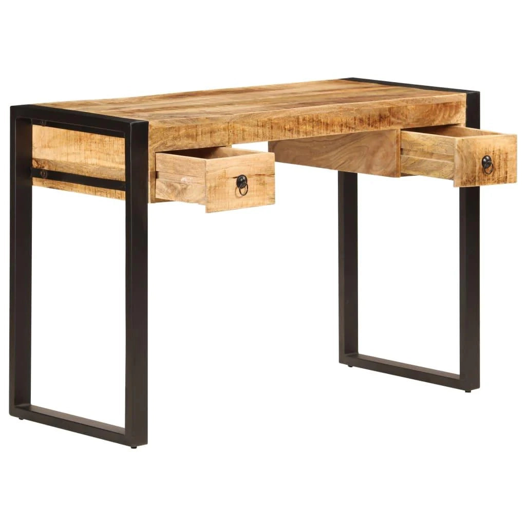 Scrivania per computer con 2 cassetti 110 cm legno massello di mango 0502080