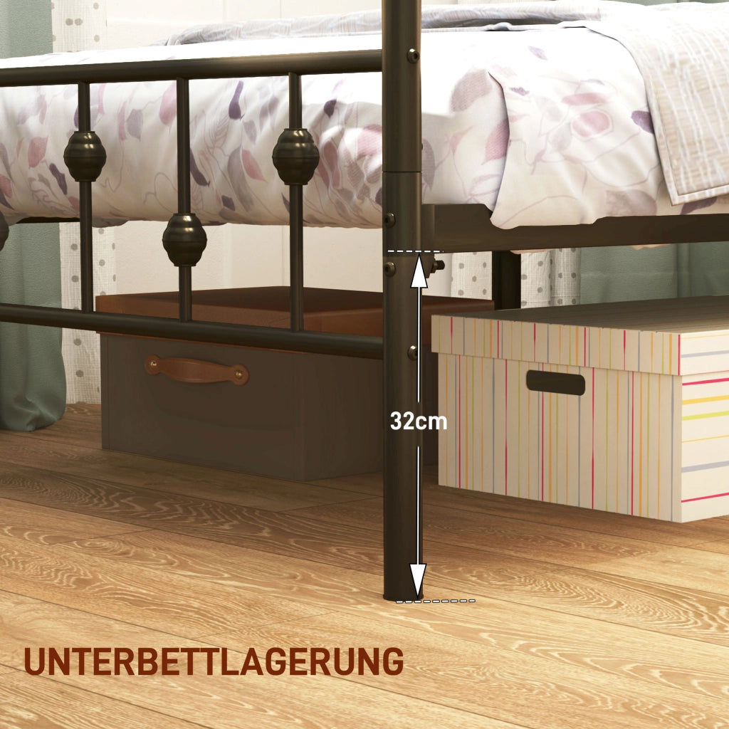 Telaio pieghevole in metallo nero per materasso 200x90 altezza 825 cm