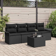 Set di divani con cuscino 5 pcs Nero polyrattan 3345233